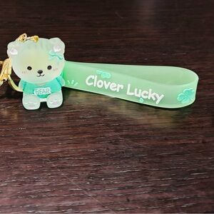 Clover Lucky Green Bear Keychain